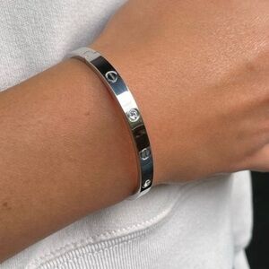 LUXURY SILVER SCREW BRACELET ZIRCONIA LOVE BANGLE BRACELET